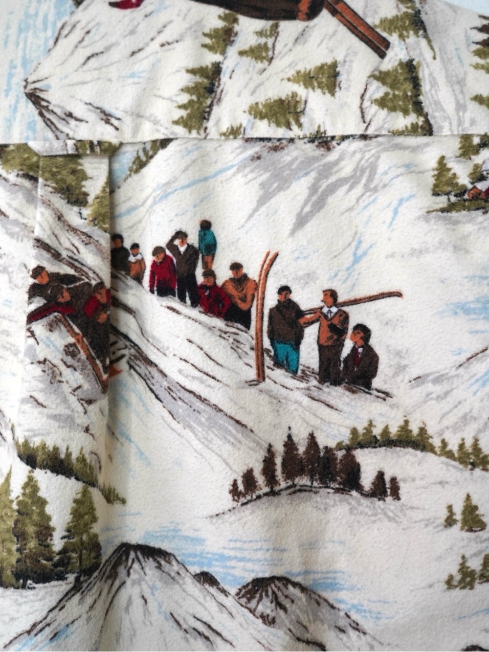 Chaps Ralph Lauren Vintage Ski Scene Flannel Shirt Size Large - Picture 7 of 10